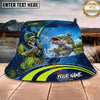 Maxcorners Fishing Skeleton Angler Neon Action Personalized Name 3D Bucket Hat (12 Fish Species)