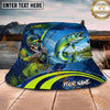 Maxcorners Fishing Skeleton Angler Neon Action Personalized Name 3D Bucket Hat (12 Fish Species)