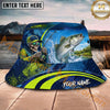 Maxcorners Fishing Skeleton Angler Neon Action Personalized Name 3D Bucket Hat (12 Fish Species)