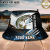 Maxcorners Fishing Blue Flame Splash Graphic Personalized Name 3D Bucket Hat (12 Fish Species)