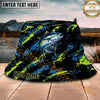 Maxcorners Fishing Neon Graffiti Abstract Splash Personalized Name 3D Bucket Hat (12 Fish Species)