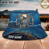 Maxcorners Fishing Ocean Cross Wave Personalized Name 3D Bucket Hat (12 Fish Species)