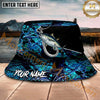 Maxcorners Fishing Hook Camo Dark Water Personalized Name 3D Bucket Hat (12 Fish Species)