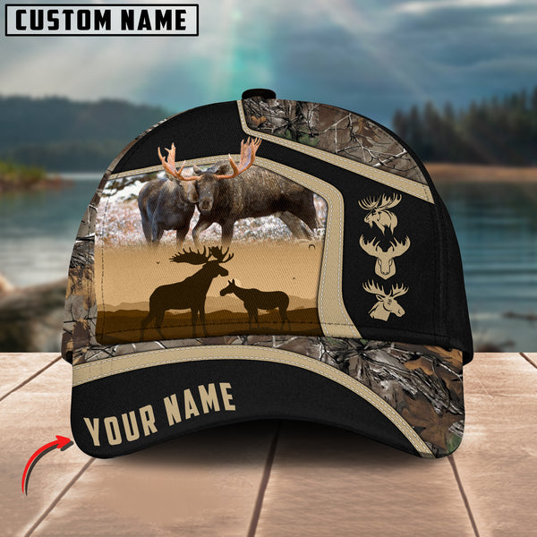 Maxcorners Premium Couple Moose Hunting Collab Artist Classic Personalized Cap