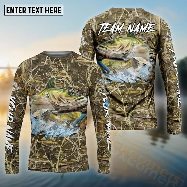 Maxcorners Walleye Camouflage Customize Name 3D Shirts