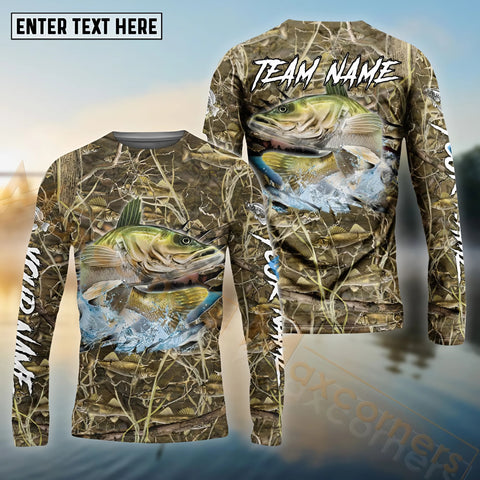 Maxcorners Walleye Camouflage Customize Name 3D Shirts