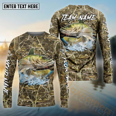 Maxcorners Walleye Camouflage Customize Name 3D Shirts