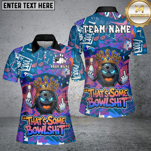 Maxcorners Bowling Crowned Ball Funny Quote Graphic Multicolor Options Personalized Name, Team Name 3D Shirt For Women (4 Colors)
