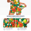 Maxcorners Pickleball Sleeveless Zipper Sports Dress Set Tropical Hibiscus Floral Pattern