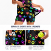 Maxcorners Pickleball Sleeveless Zipper Sports Dress Set Rainbow Paw Print Pattern