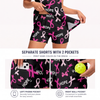 Maxcorners Pickleball Sleeveless Zipper Sports Dress Set Pink Ribbon Hope Pattern