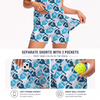 Maxcorners Pickleball Sleeveless Zipper Sports Dress Set Blue Paddle Pattern