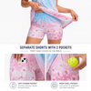 Maxcorners Pickleball Sleeveless Zipper Sports Dress Set Pastel Cherry Blossom Ombre Print