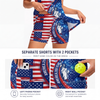 Maxcorners Pickleball Sleeveless Zipper Sports Dress Set America 250th Anniversary Liberty Print
