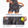 Maxcorners Pickleball Sleeveless Zipper Sports Dress Set Pickleball Paddle Tropical Leaf Print
