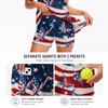 Maxcorners Pickleball Sleeveless Zipper Sports Dress Set Patriotic Butterfly American Flag Print