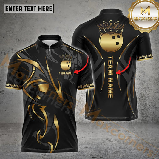 Maxcorners Bowling Ball Crown Multicolor Options Personalized Name, Team Name 3D Shirt (4 Colors)