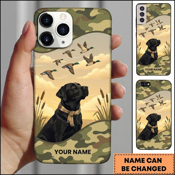 Maxcorners Minimal Camo Retriever Silhouette Duck Hunting Multiple Dog Breeds Personalized Name Phone Case