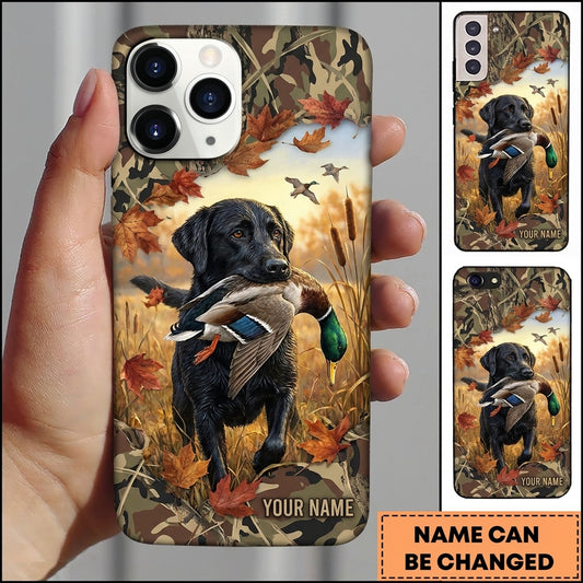 Maxcorners Autumn Leaves Mallard Retriever Duck Hunting Multiple Dog Breeds Personalized Name Phone Case