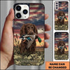 Maxcorners American Flag Duck Retriever Duck Hunting Multiple Dog Breeds Personalized Name Phone Case