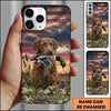 Maxcorners American Flag Duck Retriever Duck Hunting Multiple Dog Breeds Personalized Name Phone Case