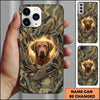Maxcorners Golden Flying Mallard Emblem Duck Hunting Multiple Dog Breeds Personalized Name Phone Case