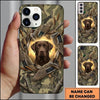 Maxcorners Golden Flying Mallard Emblem Duck Hunting Multiple Dog Breeds Personalized Name Phone Case