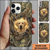 Maxcorners Golden Flying Mallard Emblem Duck Hunting Multiple Dog Breeds Personalized Name Phone Case