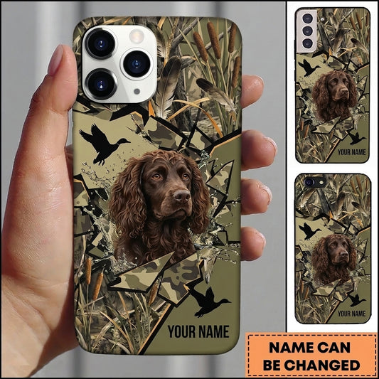 Maxcorners Flying Duck Camo Silhouette Duck Hunting Multiple Dog Breeds Personalized Name Phone Case