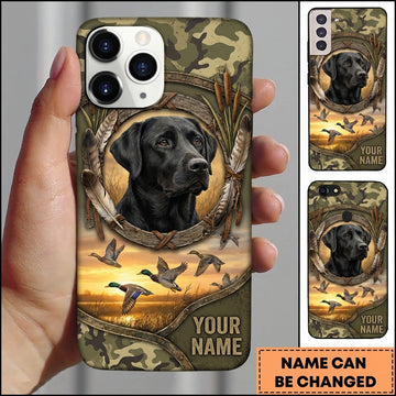 Maxcorners Sunset Waterfowl Retriever Frame Duck Hunting Multiple Dog Breeds Personalized Name Phone Case