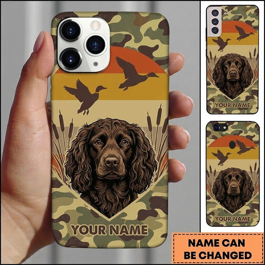 Maxcorners Sunset Camo Waterfowl Emblem Duck Hunting Multiple Dog Breeds Personalized Name Phone Case