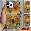 Maxcorners Sunset Camo Waterfowl Emblem Duck Hunting Multiple Dog Breeds Personalized Name Phone Case