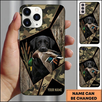 Maxcorners Geometric Camo Duck Retriever Duck Hunting Multiple Dog Breeds Personalized Name Phone Case