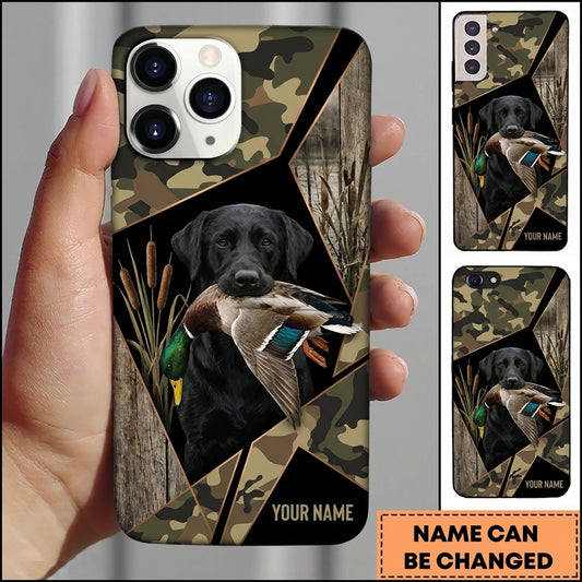 Maxcorners Geometric Camo Duck Retriever Duck Hunting Multiple Dog Breeds Personalized Name Phone Case