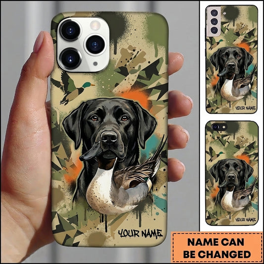 Maxcorners Watercolor Camo Retriever Duck Hunting Multiple Dog Breeds Personalized Name Phone Case