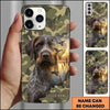 Maxcorners Woodland Camo Retriever Portrait Duck Hunting Multiple Dog Breeds Personalized Name Phone Case