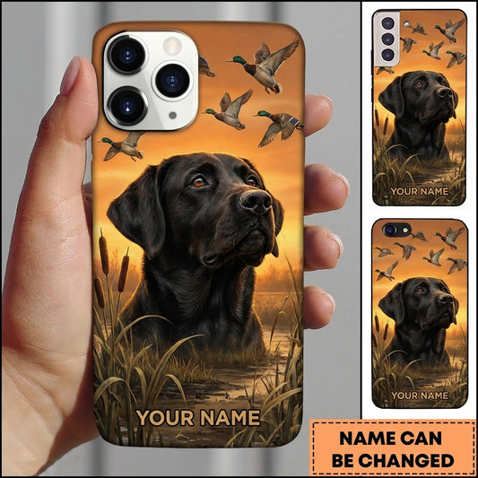 Maxcorners Orange Sunset Retriever Portrait Duck Hunting Multiple Dog Breeds Personalized Name Phone Case