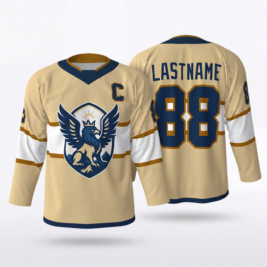 Maxcorners Winged Beast Fantasy Mascot Personalized Name 3D Printed Round Neck Hockey Jersey