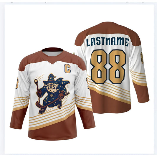 Maxcorners Pirate Captain Vintage Stripes Personalized Name 3D Printed Round Neck Hockey Jersey
