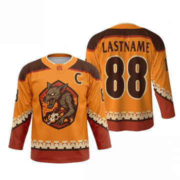 Maxcorners Bear Hockey Fierce Wildlife Personalized Name 3D Printed Round Neck Hockey Jersey