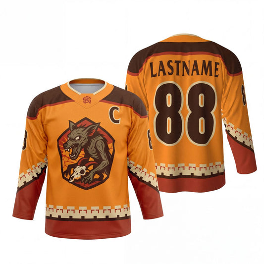 Maxcorners Bear Hockey Fierce Wildlife Personalized Name 3D Printed Round Neck Hockey Jersey