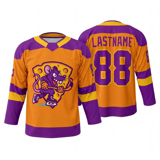 Maxcorners Octopus Hockey Funny Sea Monster Personalized Name 3D Printed Round Neck Hockey Jersey