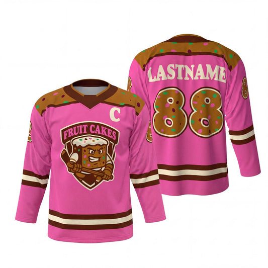 Maxcorners Gingerbread Cookie Sweet Treat Personalized Name 3D Printed Round Neck Hockey Jersey