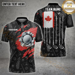 Maxcorners Flag Of Canada Golf  Pattern Customized Name, Team Name Shirts