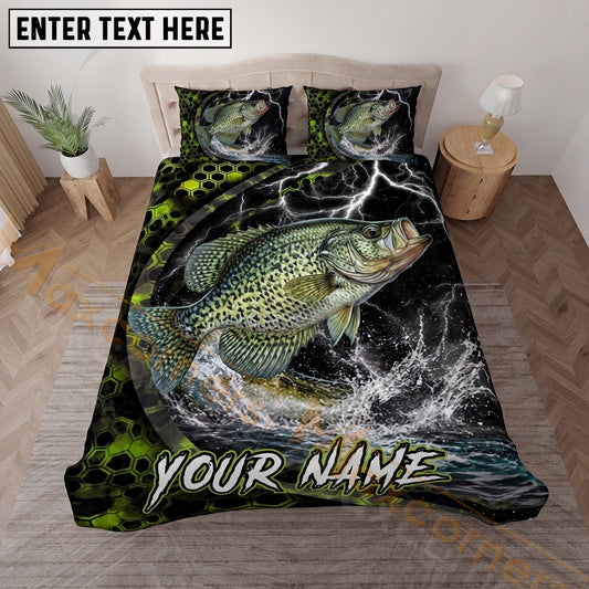 Maxcorners Fishing Lightning Honeycomb Personalized Name Unisex 3D Bedding Set (13 Fish Species)