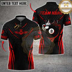 Maxcorners Billiards Golden 8 Ball King Crown Multicolor Options Personalized Name, Team Name Unisex 3D Shirt