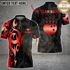 Maxcorners Bowling Flame Gold Crown Tribal Style Multioptions Personalized Name, Team Name Unisex 3D Shirt