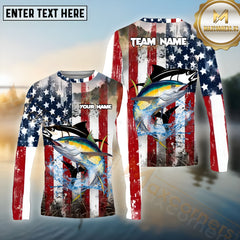 Maxcorners Tuna Fishing Freedom Strike Pattern Sport Jersey Personalized Name, Team Name Long Sleeve Shirt