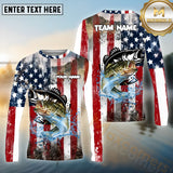 Maxcorners Bass Fishing Freedom Strike Pattern Sport Jersey Personalized Name, Team Name Long Sleeve Shirt