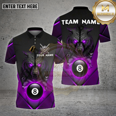 Maxcorners Billiards Wolf Flame 8 Ball Multicolor Options Personalized Name, Team Name Unisex 3D Shirt